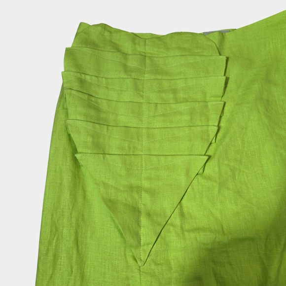 FARM Rio Lime Leaf Midi Skirt Linen Green S Tropical Vacation Resortwear NWT - Picture 3 of 12